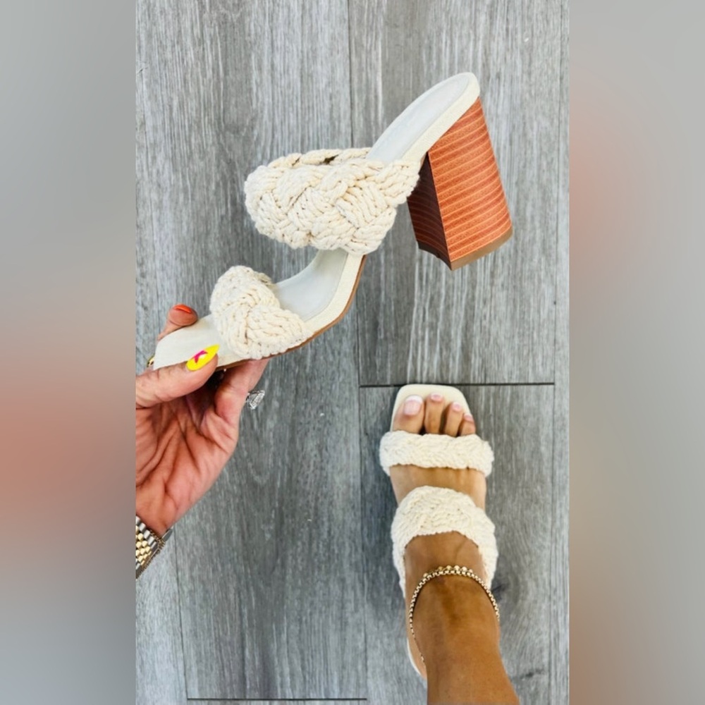 Ivory braided block heels NEW